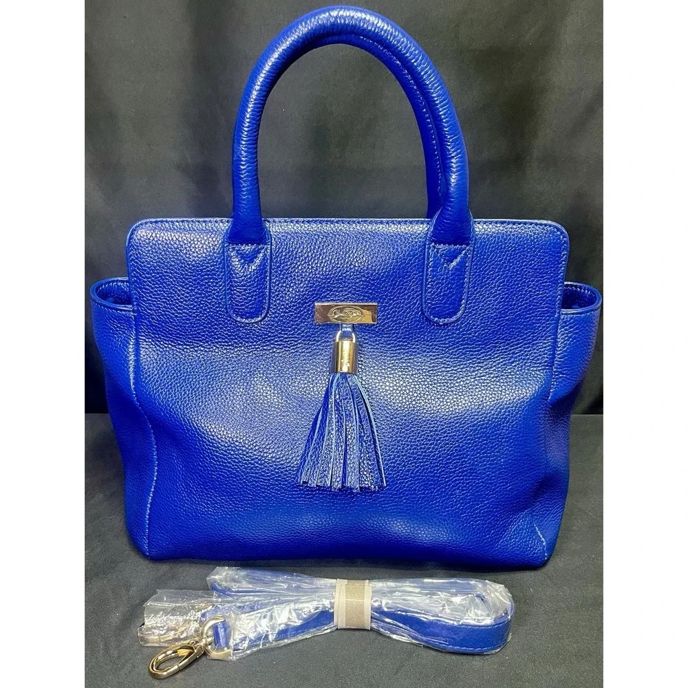 Onna Ehrlich  Blue Pebbled Leather Jennifer Satchel‎ Crossbody